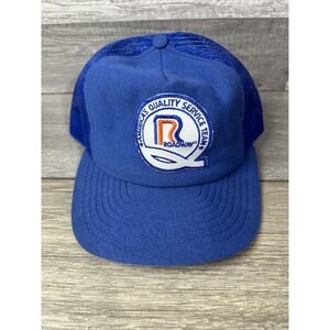 Vintage Roadway Blue Patch Trucker Mesh Snapback Hat Cap